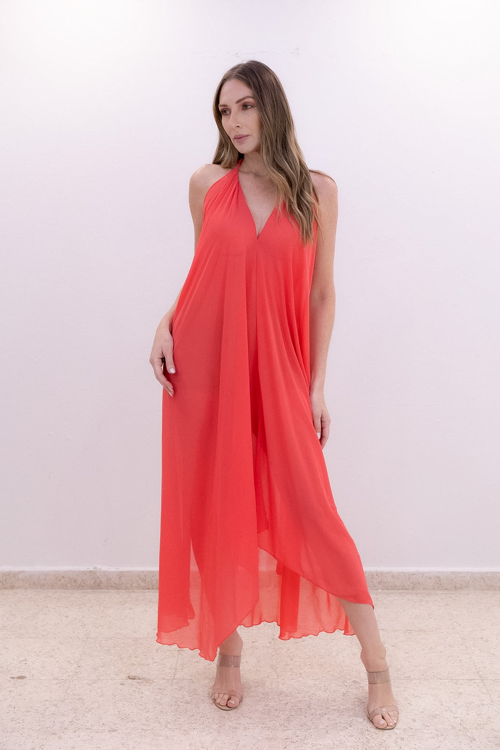 Coral Flow Dress