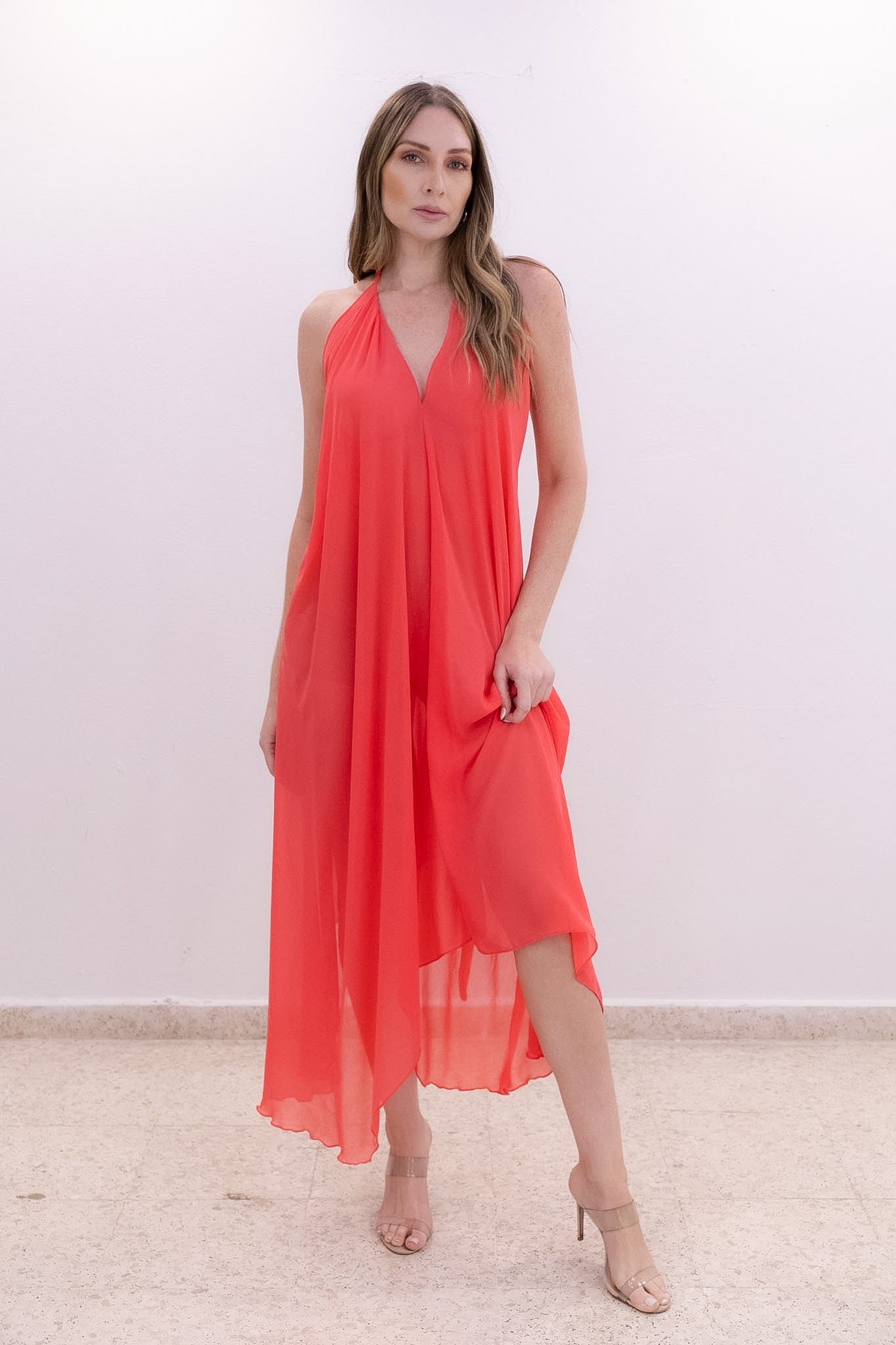 Coral Flow Dress