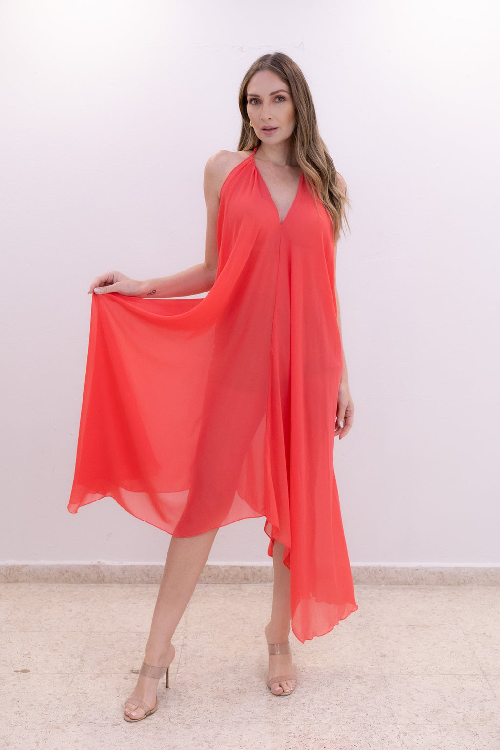 Coral Flow Dress