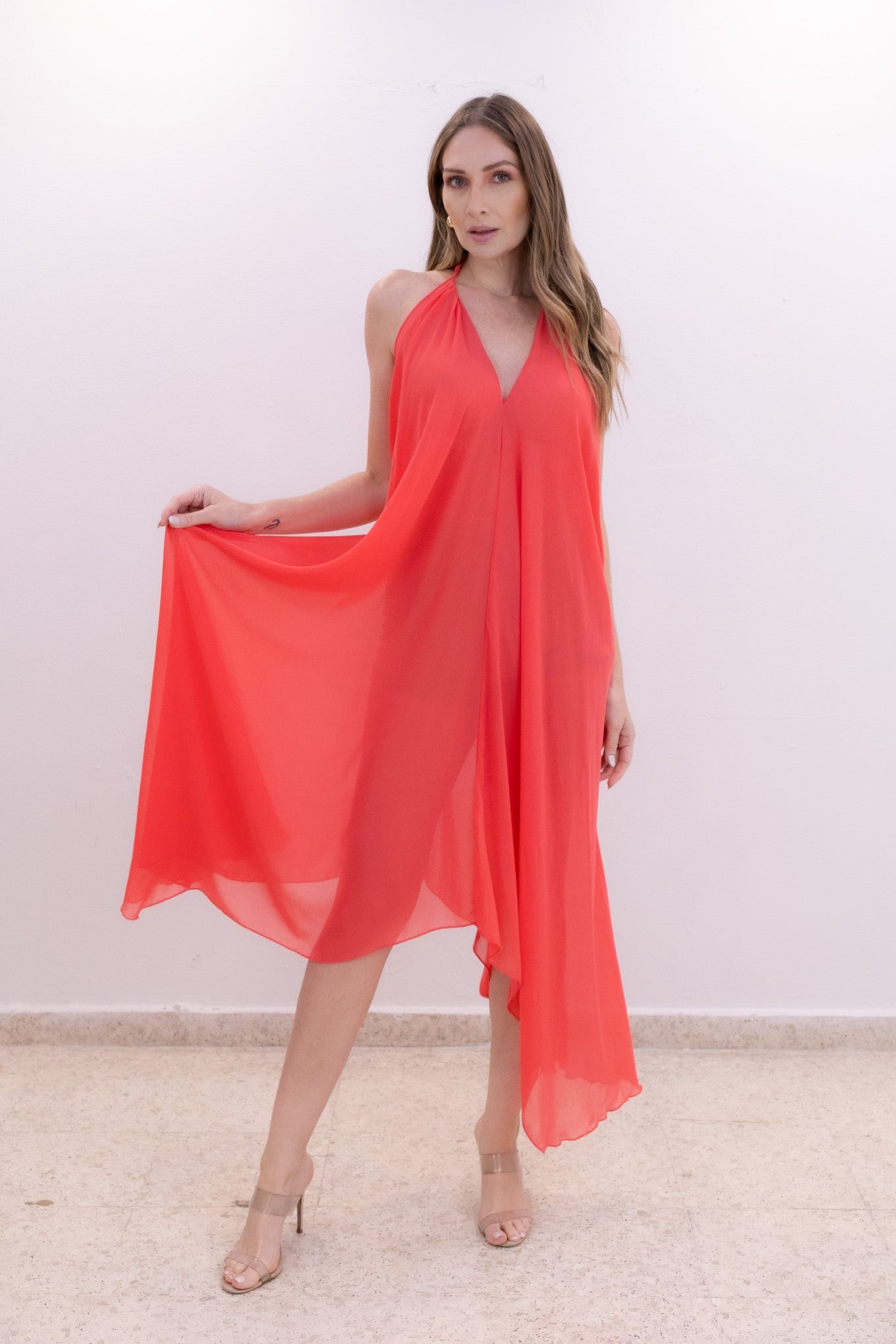 Coral Flow Dress