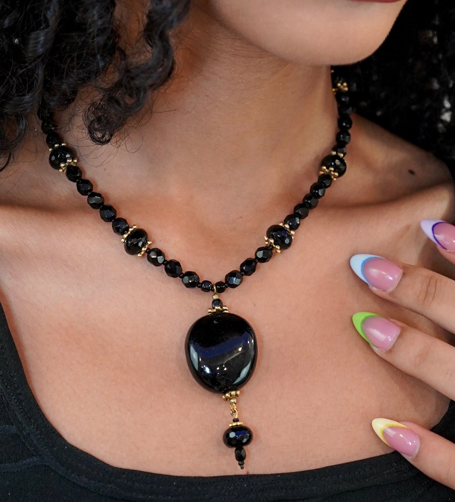 Obsidian Drop Necklace