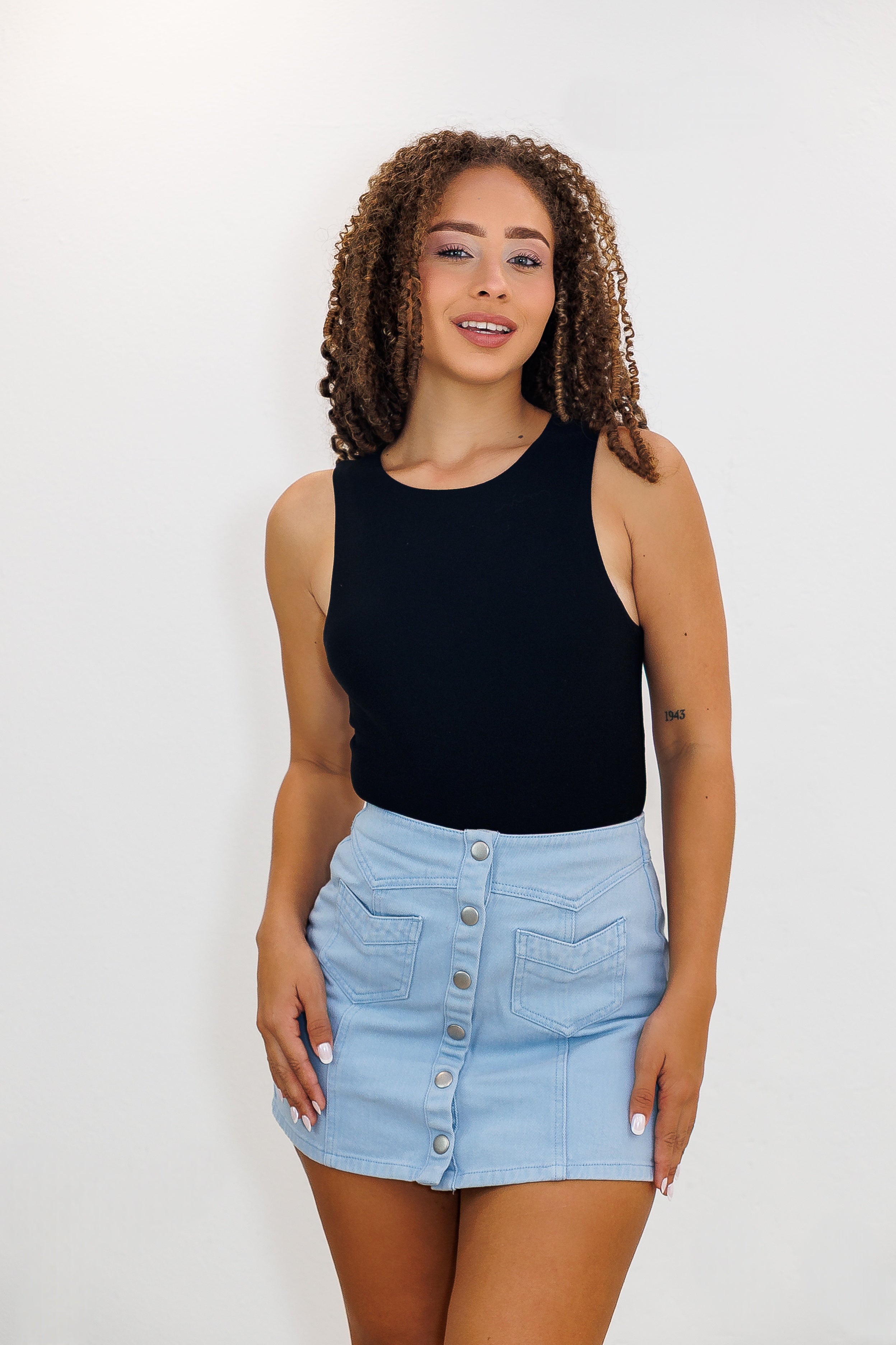 Baby Blue Denim Skirt