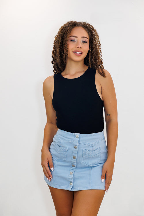 Baby Blue Denim Skirt