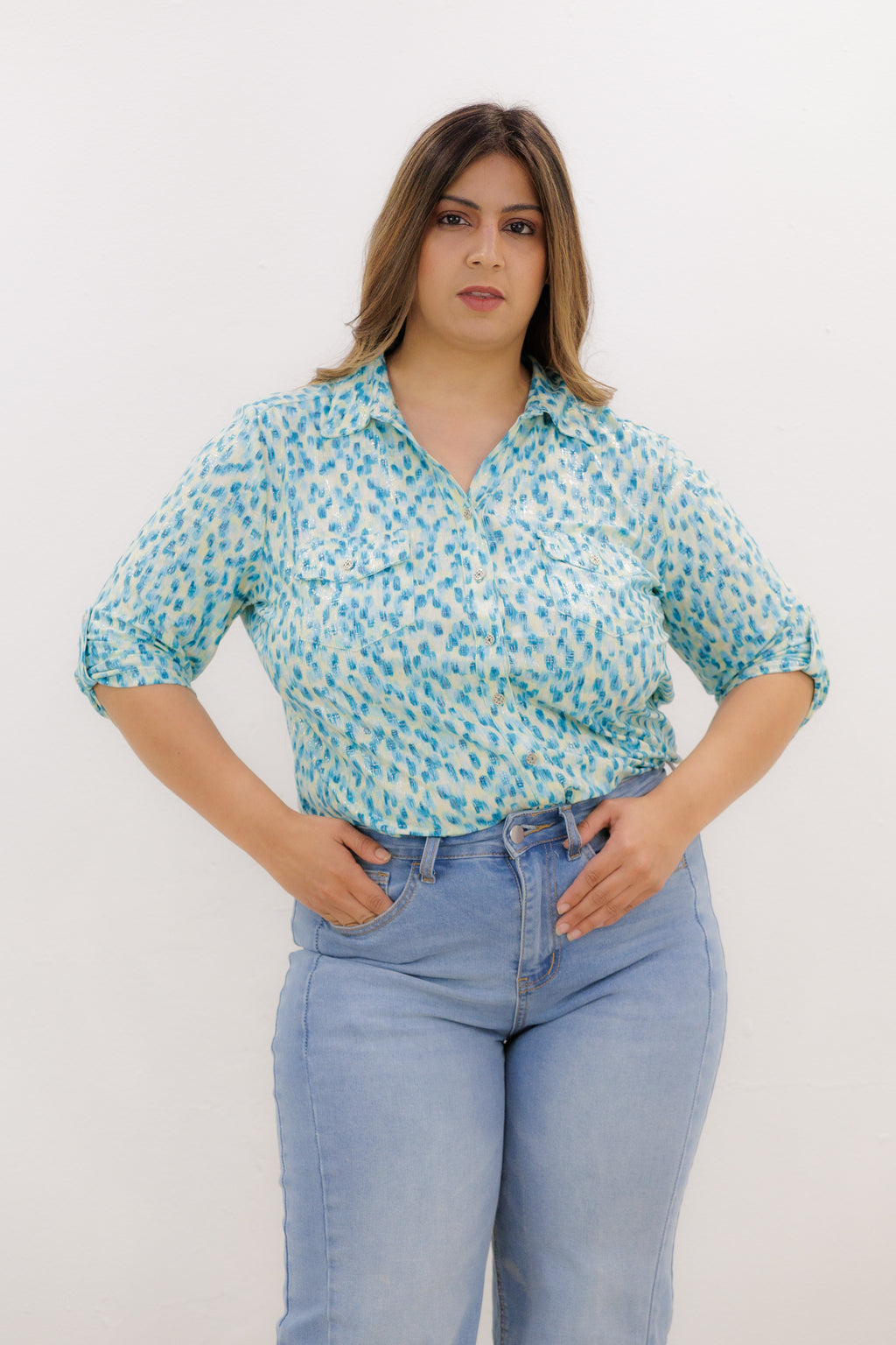 Aqua Print Blouse